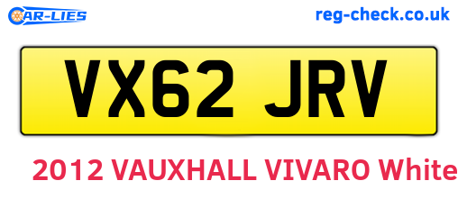 VX62JRV are the vehicle registration plates.