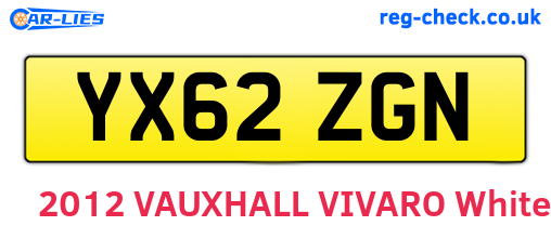 YX62ZGN are the vehicle registration plates.