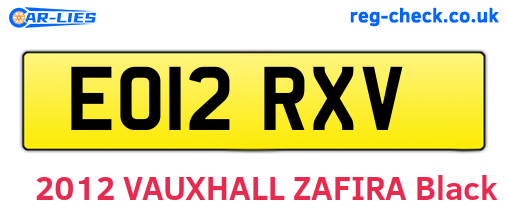 EO12RXV are the vehicle registration plates.