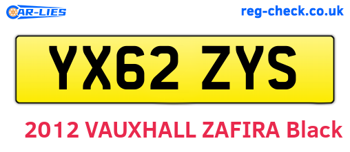 YX62ZYS are the vehicle registration plates.
