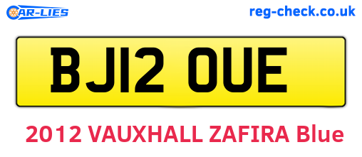 BJ12OUE are the vehicle registration plates.
