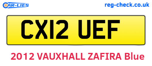 CX12UEF are the vehicle registration plates.
