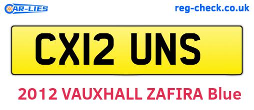 CX12UNS are the vehicle registration plates.