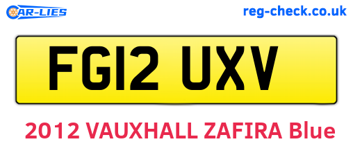 FG12UXV are the vehicle registration plates.