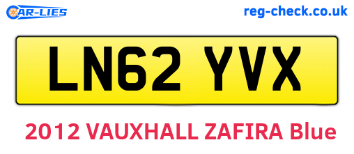 LN62YVX are the vehicle registration plates.