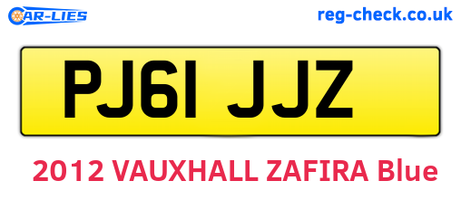 PJ61JJZ are the vehicle registration plates.