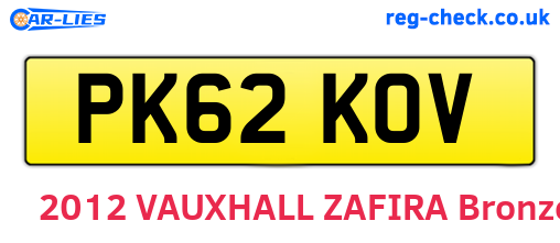 PK62KOV are the vehicle registration plates.