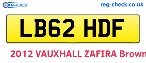 LB62HDF are the vehicle registration plates.