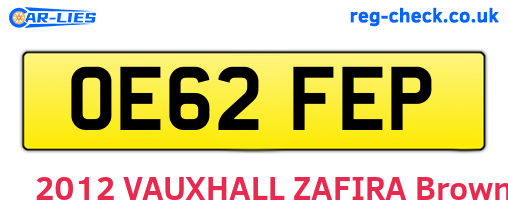 OE62FEP are the vehicle registration plates.