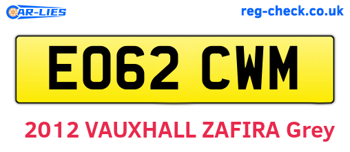 EO62CWM are the vehicle registration plates.