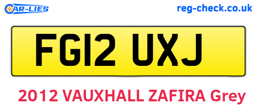 FG12UXJ are the vehicle registration plates.