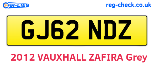 GJ62NDZ are the vehicle registration plates.