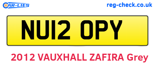 NU12OPY are the vehicle registration plates.