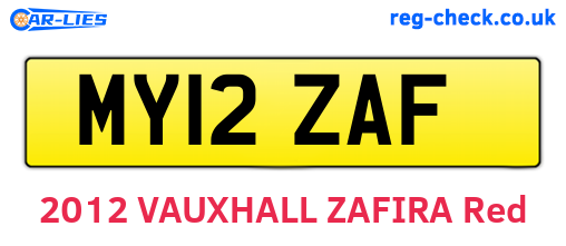 MY12ZAF are the vehicle registration plates.