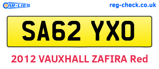 SA62YXO are the vehicle registration plates.