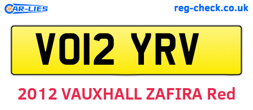 VO12YRV are the vehicle registration plates.