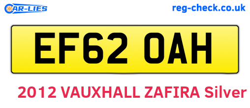 EF62OAH are the vehicle registration plates.