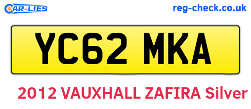 YC62MKA are the vehicle registration plates.