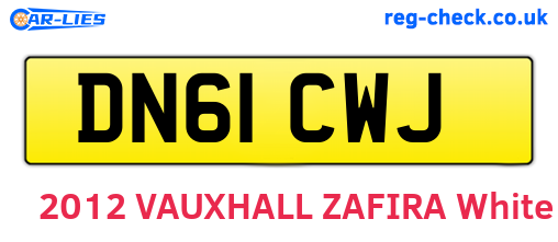 DN61CWJ are the vehicle registration plates.