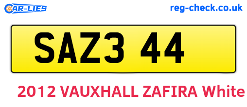 SAZ344 are the vehicle registration plates.