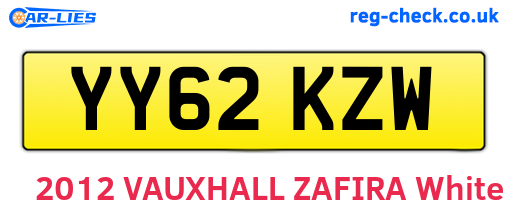 YY62KZW are the vehicle registration plates.