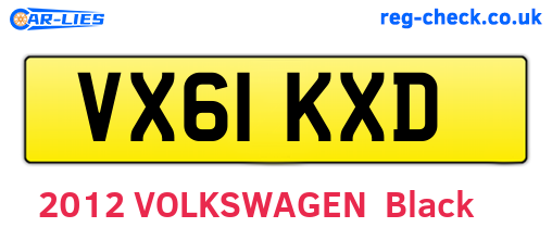 VX61KXD are the vehicle registration plates.