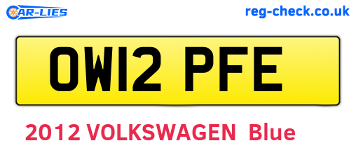 OW12PFE are the vehicle registration plates.