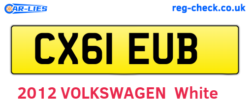CX61EUB are the vehicle registration plates.