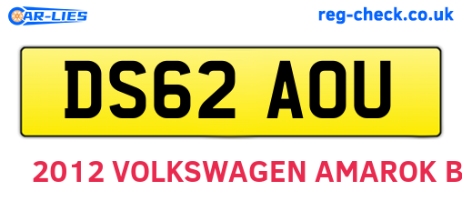 DS62AOU are the vehicle registration plates.