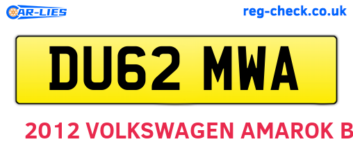 DU62MWA are the vehicle registration plates.