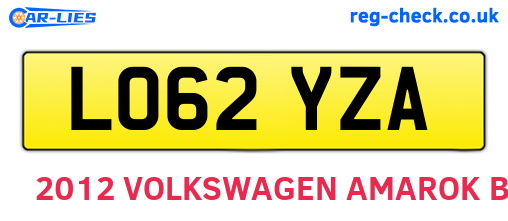 LO62YZA are the vehicle registration plates.