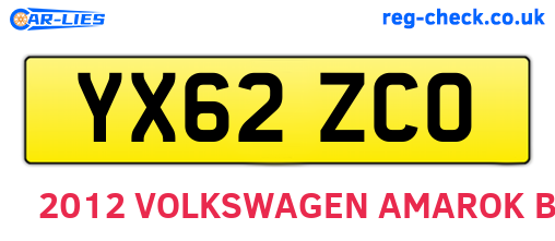 YX62ZCO are the vehicle registration plates.