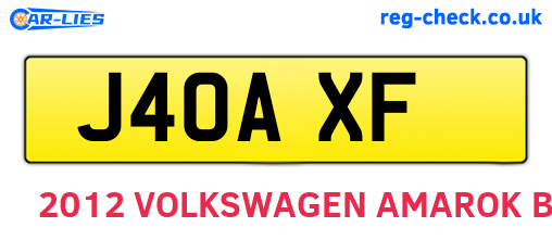 J40AXF are the vehicle registration plates.
