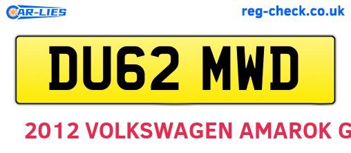 DU62MWD are the vehicle registration plates.