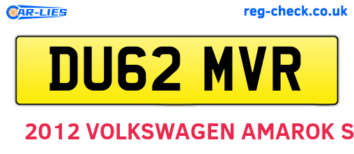 DU62MVR are the vehicle registration plates.