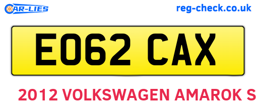 EO62CAX are the vehicle registration plates.