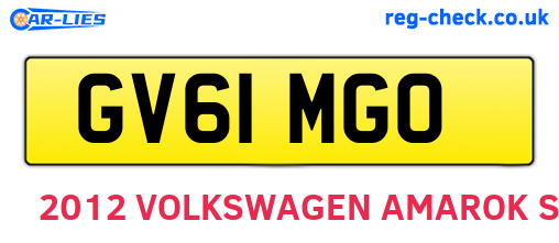 GV61MGO are the vehicle registration plates.