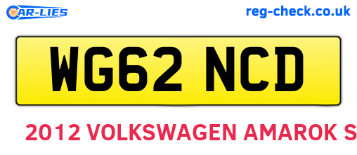 WG62NCD are the vehicle registration plates.