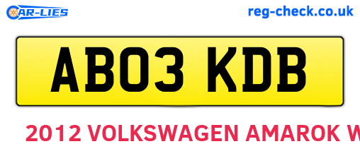 AB03KDB are the vehicle registration plates.