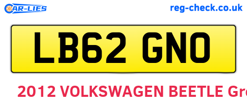 LB62GNO are the vehicle registration plates.