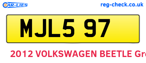 MJL597 are the vehicle registration plates.