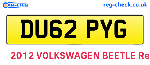 DU62PYG are the vehicle registration plates.