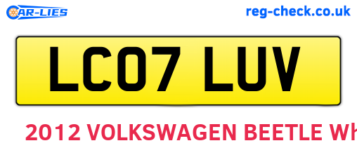 LC07LUV are the vehicle registration plates.