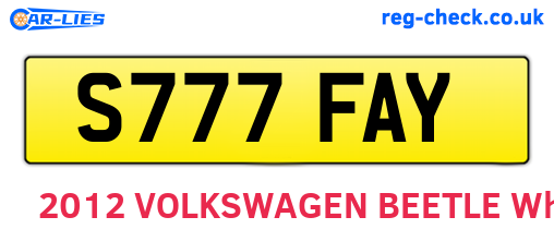 S777FAY are the vehicle registration plates.