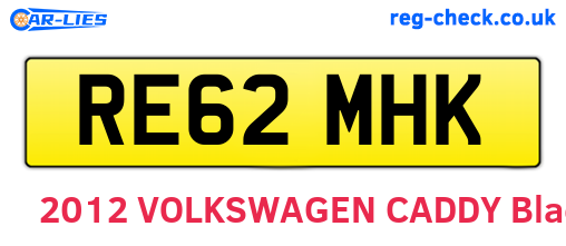 RE62MHK are the vehicle registration plates.