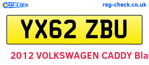 YX62ZBU are the vehicle registration plates.