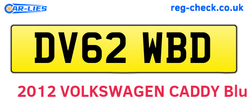 DV62WBD are the vehicle registration plates.