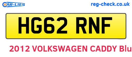 HG62RNF are the vehicle registration plates.