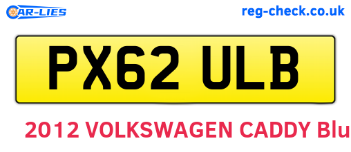 PX62ULB are the vehicle registration plates.