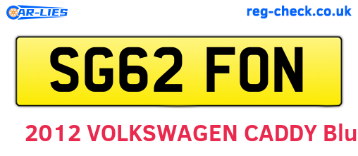 SG62FON are the vehicle registration plates.